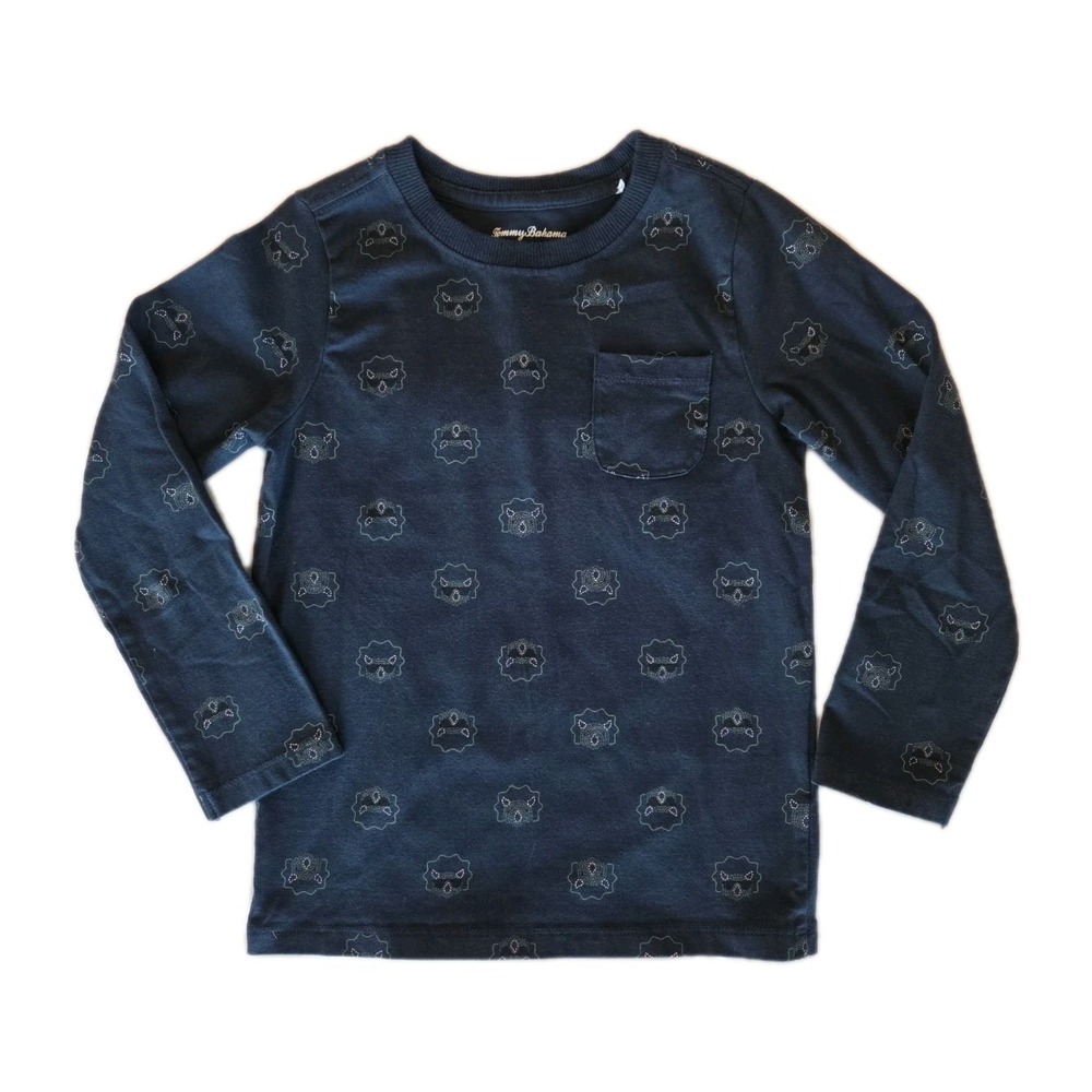 Boy's Tommy Bahama Shirt 5t Navy Blue Long Sleeve Dinosaurs T Cotton Blend Cute